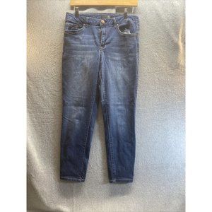 1882 Women Sz 12 Skinny Mid Rise Dark Wash Blue Denim Pockets JEANS Pant Durable